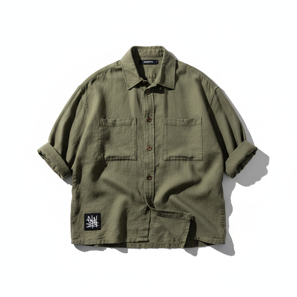 DripGodz Linen Overshirt Olive